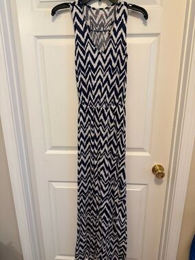 Lilly Pulitzer Navy and White Chevron Maxi Dress